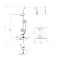 YAĞMUR DUŞ SETİ 25*25 SLIM KARE